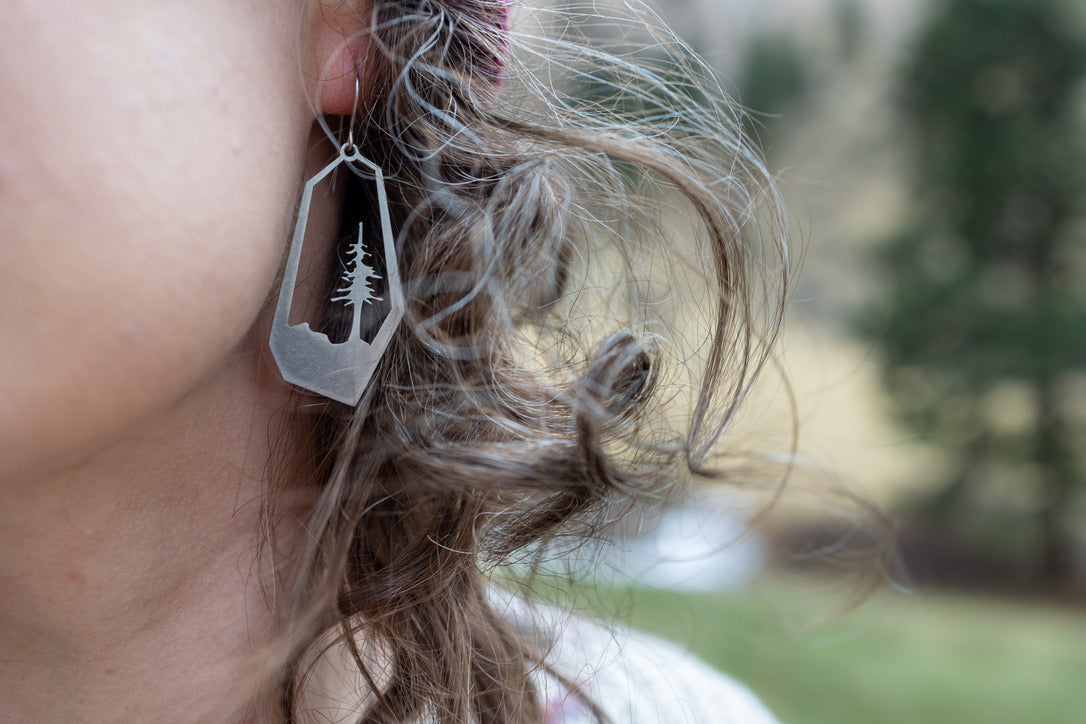 Tree and Mountain Dangle Earrings