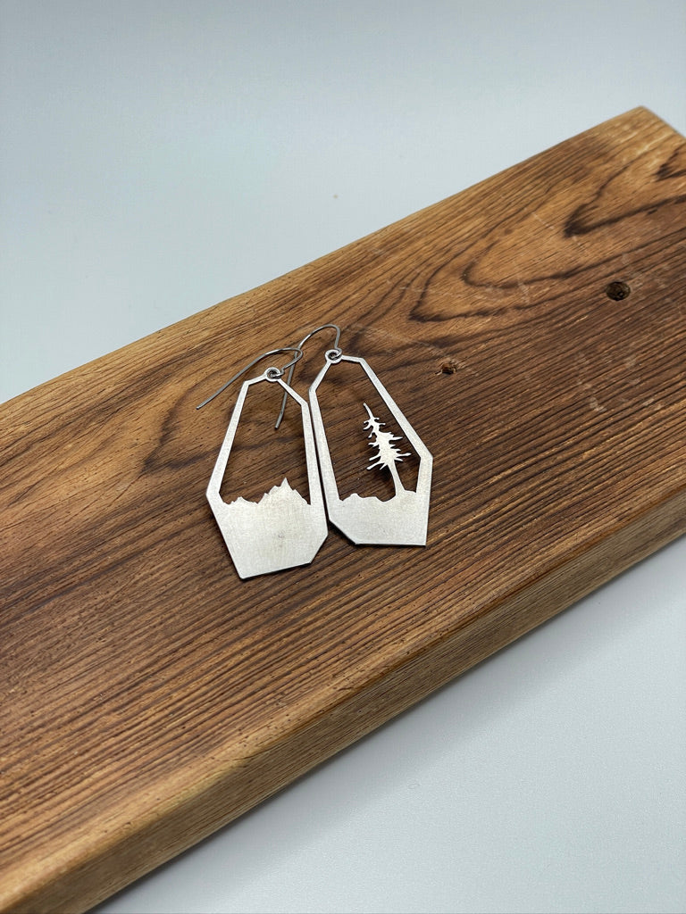 Tree and Mountain Dangle Earrings