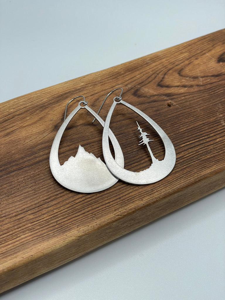 Tree and Mountain Dangle Earrings