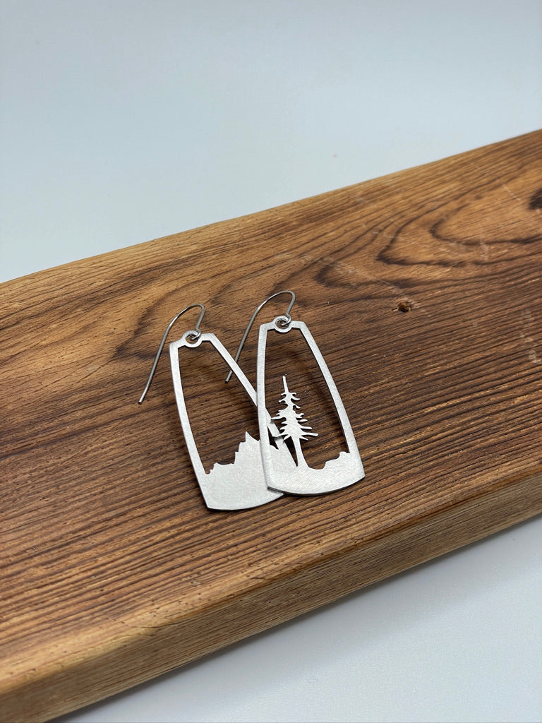 Tree and Mountain Dangle Earrings