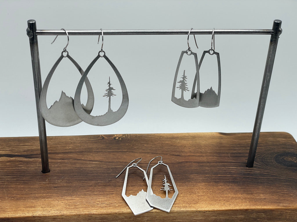 Tree and Mountain Dangle Earrings
