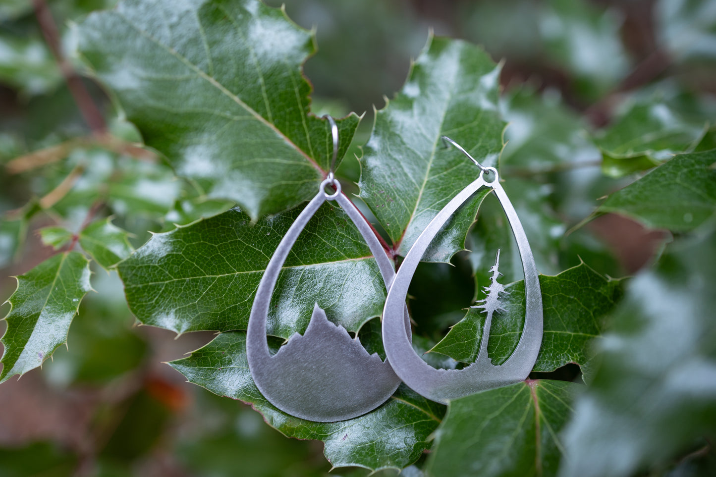 Tree and Mountain Dangle Earrings