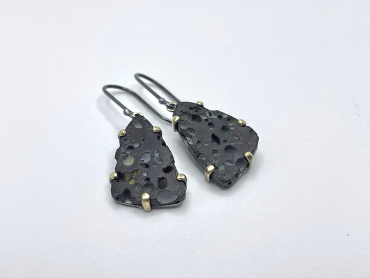 Vesicular Basalt Dangle Earrings